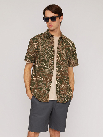 Рубашка из хлопка с тропическим принтом