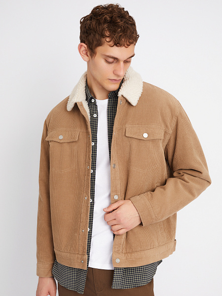 Утеплённая вельветовая куртка 01233516Y124, цвет Бежевый, артикул