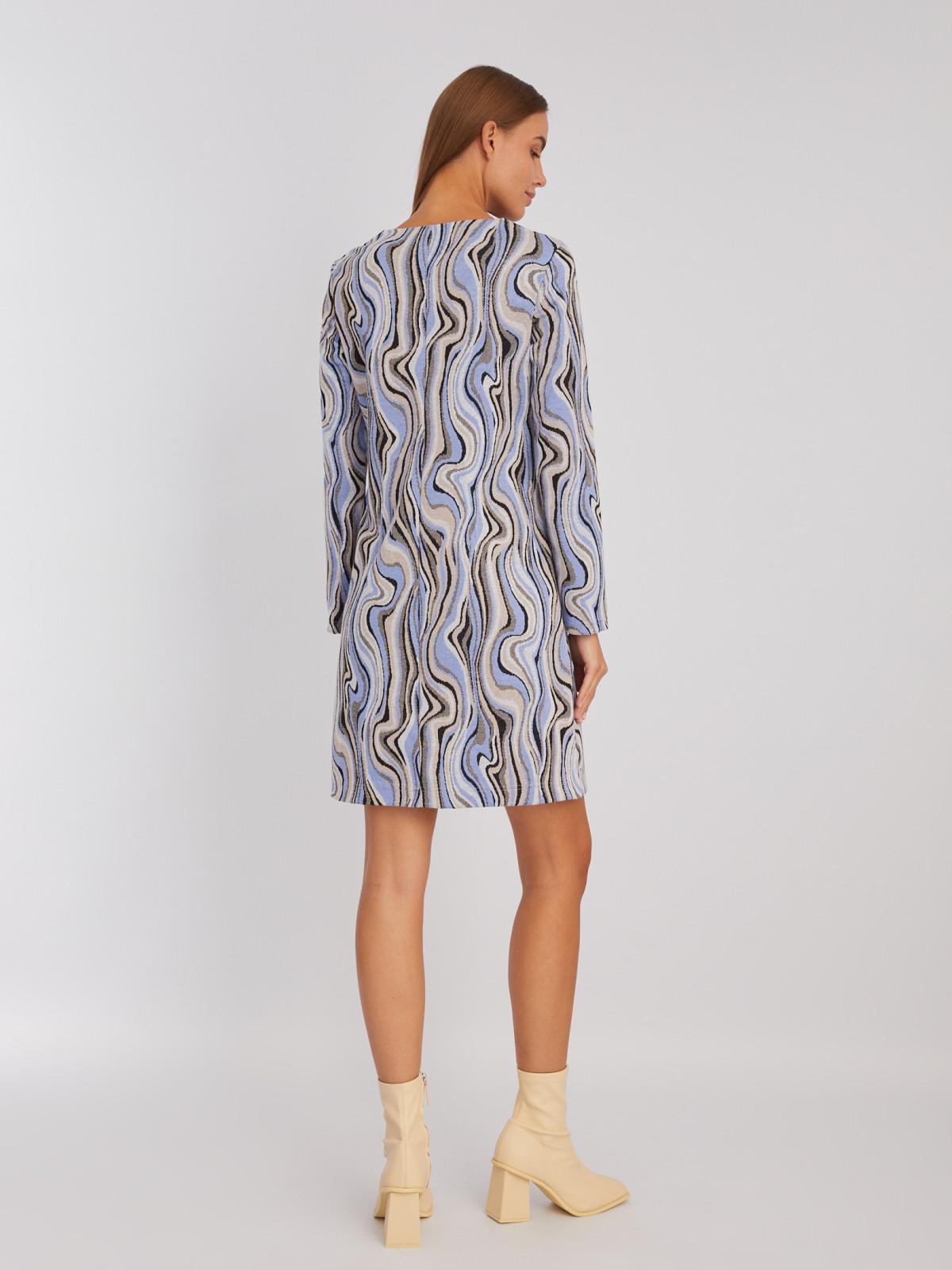 Трикотажное платье длины мини с абстрактным узором в полоску